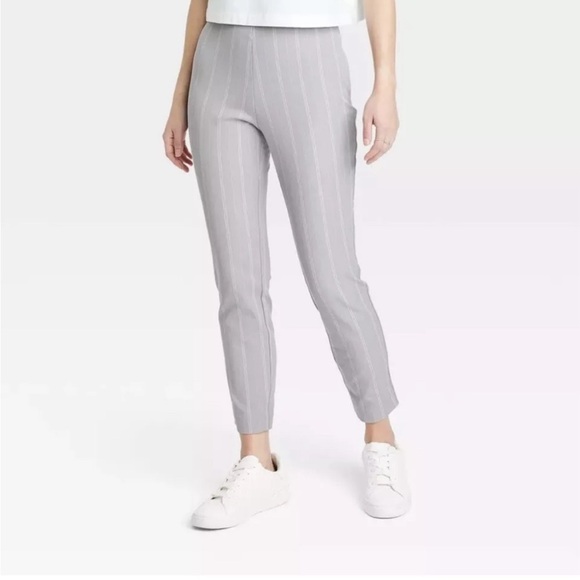 A New Day High Rise Skinny Ankle Side Zip Stretch Pants - Gray Stripe - Picture 2 of 8